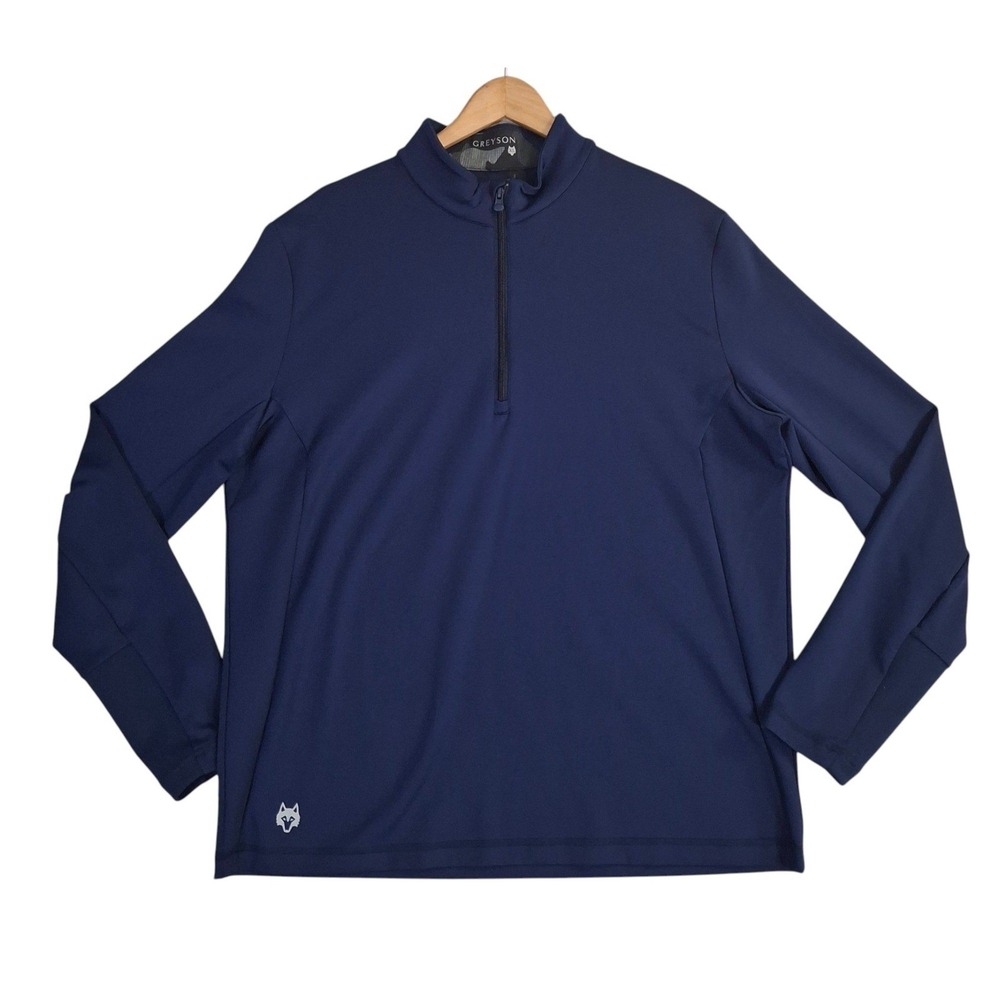 Greyson 1/4 Zip Pullover Mens XL Navy Golf Stretch WhistlePig Whiskey